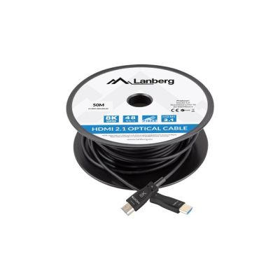 13. LANBERG KABEL HDMI M/M V2.1 50M 8K OPTYCZNY AOC CA-HDMI-30FB-0500-BK