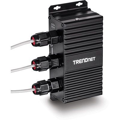 2. TRENDnet 2-portowy przemysłowy zewnętrzny przedłużacz Gbit UPoE 100m