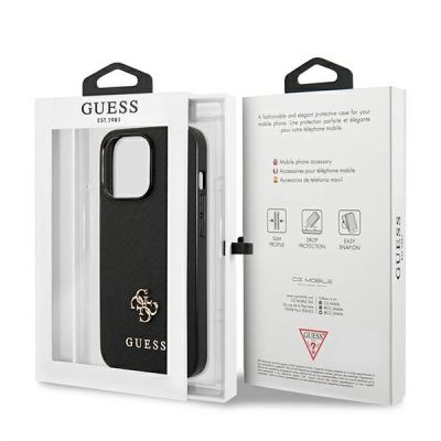 8. Etui Guess Saffiano 4G Small Metal Logo na iPhone 13 Pro / 13  6,1" - czarne