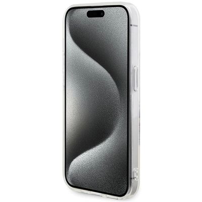 5. Etui Guess IML Flowers Wreatch MagSafe na iPhone 15 Pro - przezroczyste