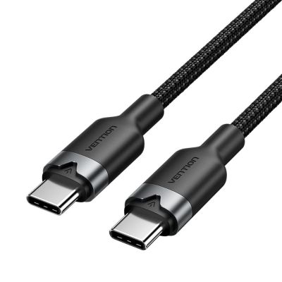 Kabel USB-C do USB-C Vention w oplocie 3A 480Mbps 60W PD 2m czarny