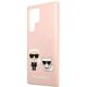 6. Etui Karl Lagerfeld Silicone Ikonik Karl & Choupette na Samsung Galaxy S22 Ultra - jasnoróżowe