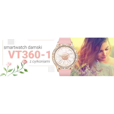 7. Smartwatch Damski VELTORI VT360-1 Różowy Pasek Silikonowy