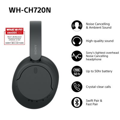 2. Sony WH-CH720 Over-Ear Noise Cancelling Black