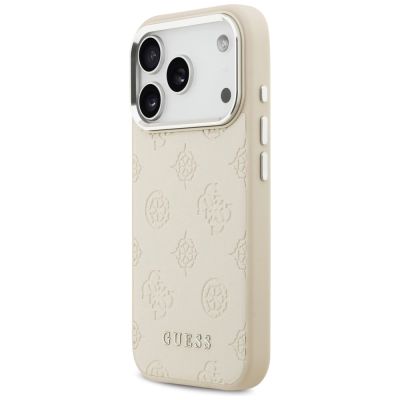 2. Etui Guess Peony Hot Stamp Script MagSafe na iPhone 17 Pro - beżowe