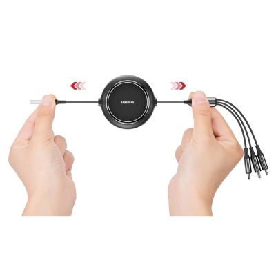8. Baseus Golden Loop rozwijany kabel 3w1 USB - micro USB / Lightning / USB-C 3.5A 35cm - 120cm czarny (CAMLT-JH01)