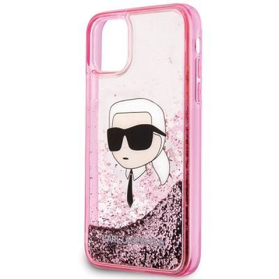 3. Etui Karl Lagerfeld Glitter Karl Head na iPhone 11/XR - różowe