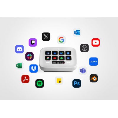 11. Kontroler zewnętrzny Elgato Stream Deck Neo, biały, 8 konfigurowalnych klawiszy