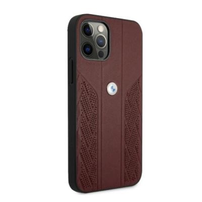 4. Etui BMW Leather Curve Perforate na iPhone 12 Pro Max - czerwone