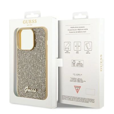 8. Etui Guess Disco Metal Script na iPhone 14 Pro Max - złote
