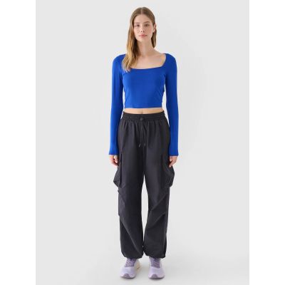 4. Longsleeve slim gładki damski 4F 4FRSS24TLONF499-36S