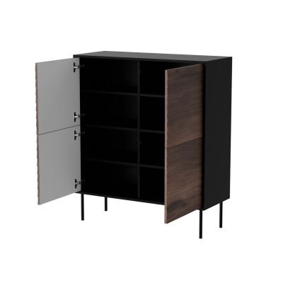 2. Komoda 4D CORTINA 102x40x118 czarny/orzech