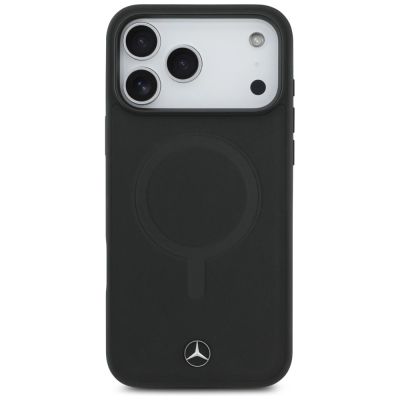 3. Etui Mercedes Plain Smooth Leather MagSafe do iPhone 17 Pro Max - czarne