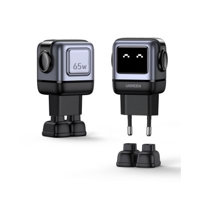 5. Ugreen Nexode RG 65W 3-Port GaN Komputer przenośny, Telefon komórkowy, Laptop, Power bank, Telefon Szary Prąd przemienny Szybkie ładowanie Wewnętrzna