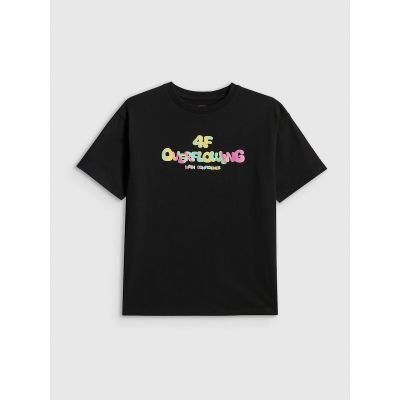 7. T-shirt loose z nadrukiem dziewczęcy 4F 4FJRSS26TTSHF4137-020S
