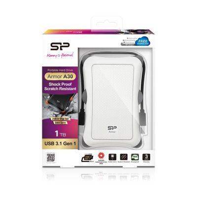 5. Dysk zewnętrzny HDD Silicon Power Armor A30 (1TB; 2.5"; USB 3.2; 5400 obr/min; White; SP010TBPHDA30S3W)
