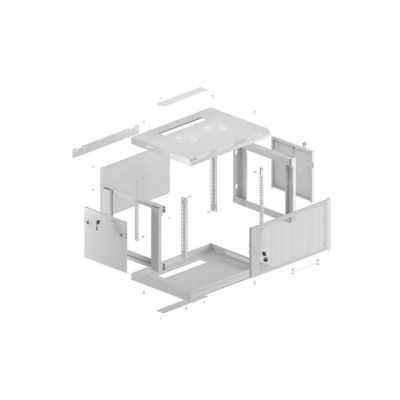 9. LANBERG SZAFA INSTALACYJNA RACK WISZĄCA 19" 9U 600X600 SZARA DRZWI PERFOROWANE (FLAT PACK)