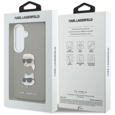 8. Etui Karl Lagerfeld Saffiano Double Heads Metal na Samsung Galaxy S26 - srebrne