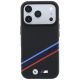 3. Etui BMW M Quadrille Kevlar Print Tricolor Lines & Metal Logo MagSafe na iPhone 18 Pro / 17 Pro - czarne