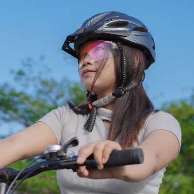 3. Okulary rowerowe Rockbros fotochromowe, z ochroną UV i wkładką korekcyjną, przeroczyste - fioletowe