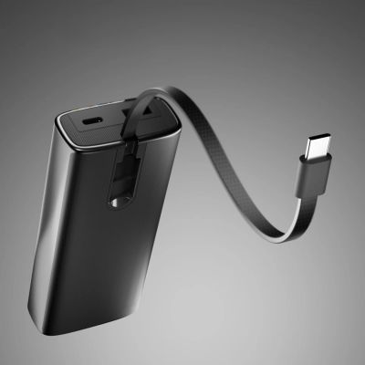 5. Powerbank SBS 10000mAh PD 20W z wyświetlaczem LCD i wbudowanym kablem USB-C - szary
