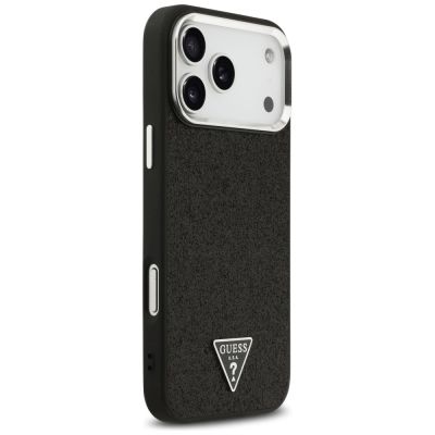 4. Etui Guess Glitter Triangle Logo MagSafe do iPhone 17 Pro Max - czarne