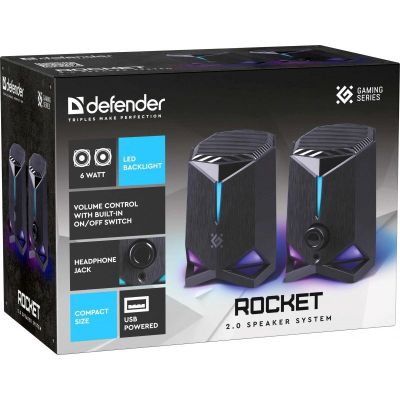 9. DEFENDER GŁOŚNIKI ROCKET 2.0 6W LED USB CZARNE 65094
