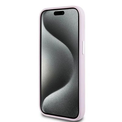 5. Etui DKNY Liquid Silicone Small Metal Logo MagSafe na iPhone 15 Plus / 14 Plus - różowe