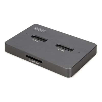 31. Stacja dokująca USB-C 3.2 Gen2 dla dysków SSD M.2 Duo NVMe oraz SATA (max. 2x 4 TB) z czytnikiem kart SD-Express 7.1 (max. 2 TB), czarna