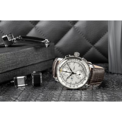 5. Zegarek Męski ZEPPELIN 100 Yahre Chronograph 8670-1 + BOX