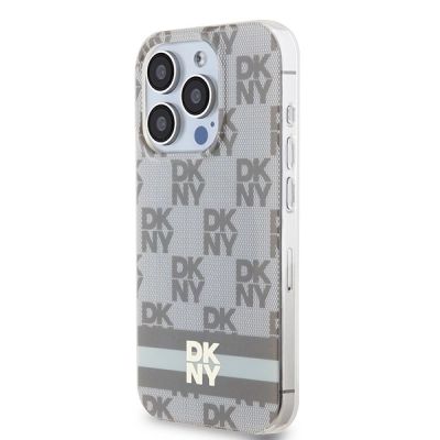 2. Etui DKNY IML Checkered Mono Pattern & Printed Stripes MagSafe na iPhone 14 Pro Max - beżowe