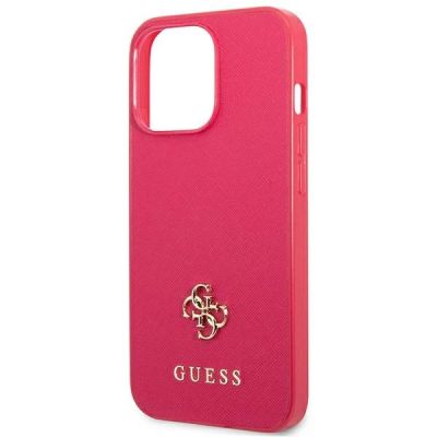 5. Etui Guess Saffiano 4G Small Metal Logo na iPhone 13 Pro / 13 - różowe
