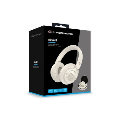 5. Conceptronic ALVAH02C słuchawki/zestaw słuchawkowy Przewodowy i Bezprzewodowy Opaska na głowę Muzyka Bluetooth Kremowy