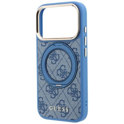 6. Etui Guess Ring Stand 360 4G Classic Logo MagSafe na iPhone 18 Pro / 17 Pro - niebieskie