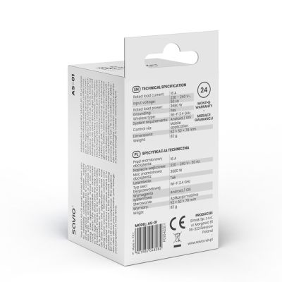 2. SAVIO INTELIGENTNE GNIAZDKO WI-FI, 16A, TIMER, POMIAR ZUŻYCIA ENERGII, AS-01