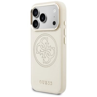 2. Etui Guess Perforated 4G MagSafe na iPhone 17 Pro - beżowe