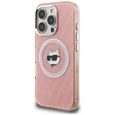 2. Etui Karl Lagerfeld IML Choupette Head Logo MagSafe na iPhone 16 Pro Max - różowe