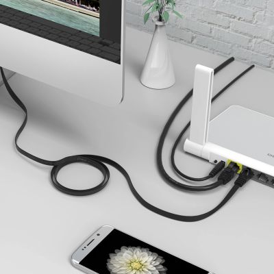 7. Kabel sieciowy Ethernet Orico PUG-C6B CAT6 1000Mbps RJ45 internetowy LAN płaski 20 m - czarny