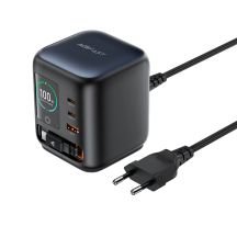 Ładowarka biurkowa Acefast Z10 GaN 100 W 3xUSB ze zwijanym kablem USB-C i wyświetlaczem TFT - czarna