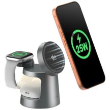 Ładowarka bezprzewodowa SODI 3w1 z lampką nocną 25W W108A - szara