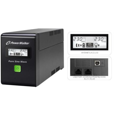 3. Zasilacz UPS POWER WALKER VI 600 SW FR (600VA) 0,6 kVA 360 W 2 x gniazdo sieciowe