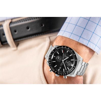 3. Zegarek Męski Giewont Chronograph Sapphire Srebrno Czarny GW8720-B2