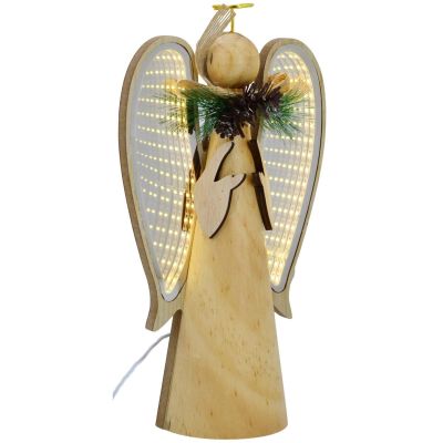 2. ANIOŁ DEKORACYJNY DREWNIANY LED wys: 30CM USB