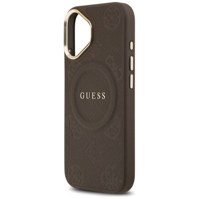 6. Etui Guess Peony Hot Stamp MagSafe na iPhone 17 - brązowe