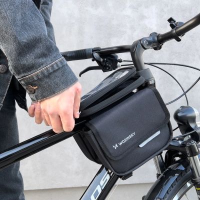9. Wozinsky torba rowerowa na ramę sakwa na rower wodoodporne etui na telefon 1,5l czarny (WBB26BK)