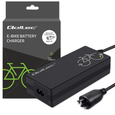 2. Ładowarka do roweru elektrycznego Qoltec 52613 36V 42V 2A wtyczka Bosch 3Pin + kabel zasilający
