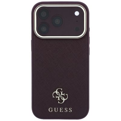 3. Etui Guess Saffiano Small 4G & Classic Logo MagSafe na iPhone 18 Pro / 17 Pro - burgundowe