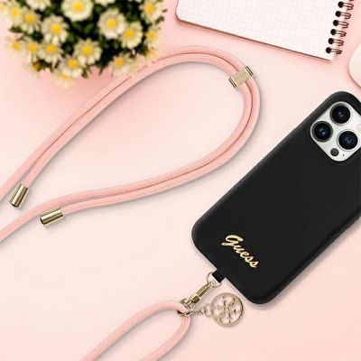 4. Pasek do telefonu Guess CBDY Cord - różowy