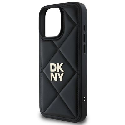 6. Etui DKNY Quilted Stack Logo na iPhone 16 Pro - czarne