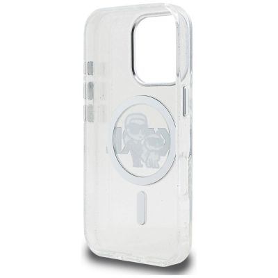 7. Etui Karl Lagerfeld IML Glitter Karl & Choupette Sketch Logo MagSafe na iPhone 16 Pro Max - przezroczyste